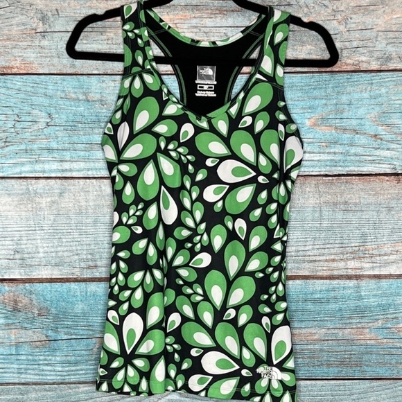 The North Face Active Top S Racerback Abstract Floral Green Bra Lined Outdoors - Picture 1 of 10